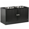 Pawhut Elevated Dog Bowls For Large Dogs Pet Feeding Station With Stand, Storage, 2 Stainless Steel Food And Water Bowls, Black, 23.6\" X 11.8\" X 14\"