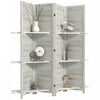 Homcom 4-panel Privacy Screen With Storage Shelf Foldable Distressed White