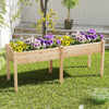 Costway Outdoor Raised Garden Bed With Legs 73x23x30in Wood Planter Box With Divider Panel Beige