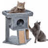 Pawhut Cat Tree, Small Cat Tower With Perch, Scratching Post, Cat Condo, Toy Ball For Kitty, Indoor Use, Grey