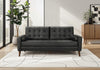 Upholstered Sofa, 75\"L, Decorative Pillows, Solid Wood Legs, Black Leather-Look, Modern Sofa