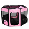 Pawhut 49.2\" Folding Soft Pet Playpen Tent Kennel Puppy Cat Dog Exercise Crate With Carry Bag Pink And Black