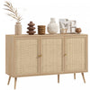 HOMCOM Boho Sideboard Buffet Cabinet with Decorative Rattan Doors, Natural