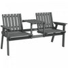 Outsunny Outdoor Wooden Bench With Middle Table And Umbrella Hole, Grey