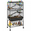 Pawhut Large Hamster Cage With 7\" Deep Tray, 5 Tier Rolling Gerbil Cage With Storage Shelf, Big Exercise Wheel, Tube System, Hut, Platforms, Ramps, For Syrian, Gerbil, Rat