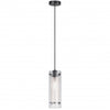 Dainolite Pasha 1 Light Pendant Matte Black Finish Clear/Frosted Glass Lamp