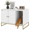 PawHut Cat Litter Box Enclosure, Hidden Litter Box Furniture with Litter Mat, Tall Legs, Cat House Washroom, Side Table, 31.5\" x 20\" x 22\", White