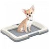 PawHut Pee Pad Holder, Dog Potty Tray for Indoor Outdoor, 18\" x 13\" Easy to Clean Dog Training Toilet Pee Pad Tray, Grey