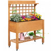 Outsunny Wooden Raised Garden Bed With Wheels And Brakes, Elevated Planter Box With Trellis And Shelves, For Growing Flowers, Vegetables, Herbs In Backyard, Garden, Patio, Balcony