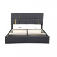 Joyce Upholstered Platform Bed With Hydraulic Storage And Velvet Frame,queen Size,black Queen Bed