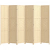 HOMCOM 6-Panel Room Divider, 5.6 FT Wall Divider, Natural Wood