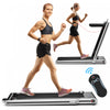 Costway 2-in-1 Folding Treadmill 2.25hp Jogging Machine W/ Dual Led Display Silver