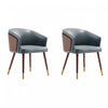 Reeva Modern Wood Vegan Leather Dining Chair in Gray - Set of 2
