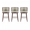 Evalyn Modern Wood Upholstered Barstool in Stone - Set of 3