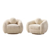 Tribeca Mid-Century Modern Chenille Lounge Chair in Cream - Set of 2