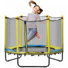 Qaba 55\" Trampoline for Kids, 44.5\"H Indoor Outdoor Toddler Trampoline with Safety Enclosure Net, Baby Recreational Play for Boys and Girls, Ages 3-10, Yellow