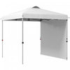Outsunny 8x8 Adjustable Pop Up Canopy Tent W/ 1 Sidewall, Carry Bag, White
