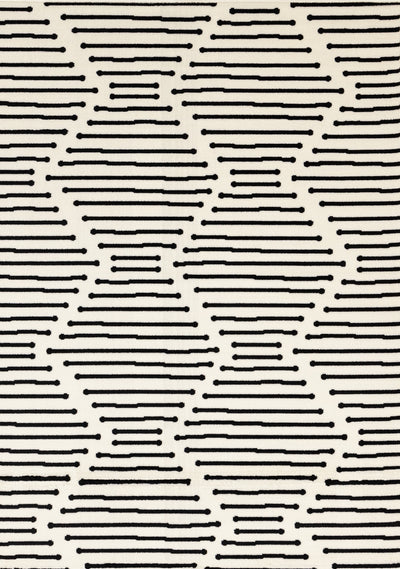 Forte Black White Stripes Area Rug - 6'7" x 9'6"|Carpette Forte noire et blanche à motif de rayures - 6 pi 7 po x 9 pi 6 po