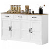 HOMCOM Sideboard Cabinet, Coffee Bar Cabinet with Drawers, Distressed White