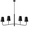 Dainolite Eleanor 4 Light Horizontal Chandelier Matte Black Black/White Shades Lamp