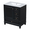 Emma 30\" Solid Wood Bathroom Vanity with Ceramic Sink and Soft-Close Door, Black