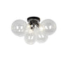 Dainolite Comet 3 Light Flush Mount Matte Black Clear Glass Lamp