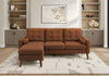 Upholstered Chaise Sofa Lounger, 85\" Wide, Rust Fabric, Walnut Solid Wood Legs, Modern Sofa