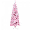 Homcom Snow Flocked Pencil Artificial Christmas Tree With Steel Base Pink