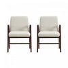 Stella Modern Velvet Wood Armchair in Cream - Set of 2
