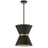 Dainolite Caterine 1 Light Pendant 12\" Dia Matte Black Finish Gold Ring/Black Shade Lamp