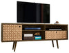 Manhattan Comfort Liberty 70.86\" Mid-Century Modern TV Stand with 4 Shelving Spaces & 1 Drawer - Brown
