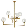 Dainolite Nora 6 Light Chandelier Aged Brass Clear Glass Lamp