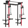 Soozier Foldable Power Cage, Space-Saving Power Rack with Pull-Up Bar, Red