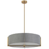 Dainolite Preston 4 Light Pendant 26\" Dia Aged Brass Grey Shade Lamp