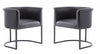 Cosmopolitan Mid-Century Modern Vegan Leather Metal Dining Chair in Black - Set of 2