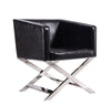 Manhattan Comfort Hollywood Polished Chrome Faux Leather Lounge Accent Chair - Black