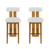 Sophia Indoor Modern Rubberwood Bar Stool Set of 2 with Supportive Backrest,Ivory&Walnut