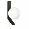 Dainolite Valemont 1 Light Wall Sconce Small Matte Black Opal White Glass Lamp
