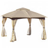 Outsunny 11' X 11' Steel Gazebo Canopy Party Tent Shelter With Double Roof, Netting Sidewalls, Corner Curtains, Beige