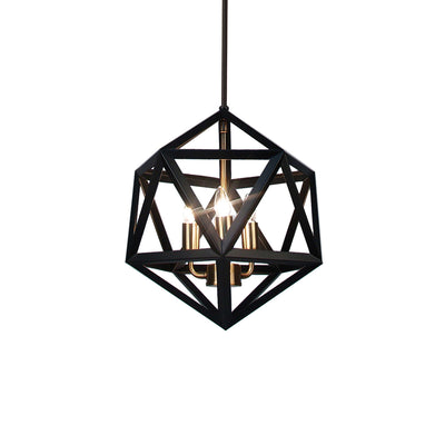 Dainolite Archello 3 Light Chandelier Matte Black Antique Brass Accents Lamp|Lustre Archello de Dainolite au fini noir mat avec touches laiton antique et 3 ampoules