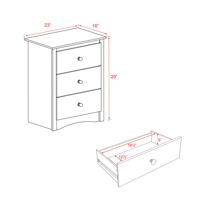 Jade 3-Drawer Tall Nightstand - Black