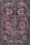 Aqua Brown Flames Washable Non-slip Low Pile Area Rug 5'x7'