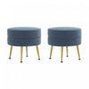 Bailey Mid-Century Modern Upholstered Accent Ottoman in Blue - Set of 2