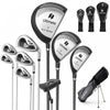 Costway 9 Pcs Men's Complete Golf Club Set Right Handed With 460cc Alloy Driver Irons Gray