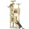 PawHut 63\" Cat Tree, Cat Tower for Indoor Cats with Scratching Posts, Cat Condos, Bed, Platforms, Ramp, Toy Ball, Cat Activity Center, Cream White