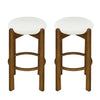 Olivia Rubberwood Indoor Round Seat Bar Stool Set of 2 with Durable Frame and Fabric