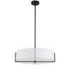 Dainolite Preston 4 Light Pendant 21\" Dia Matte Black White Shade Lamp