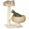 Pawhut 28\" Cat Tree With Scratching Post, Cat Tower For Indoor Cats With Double Beds, Beige