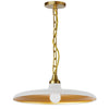 Dainolite Quentin 1 Light Pendant Aged Brass Matte White/Gold Shade Lamp