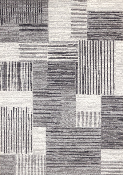 Forte White Grey Black Modern Striped Patches Area Rug - 7'9" x 10'6"|Carpette Forte blanche, grise et noire à motif de taches rayées modernes - 7 pi 9 po x 10 pi 6 po